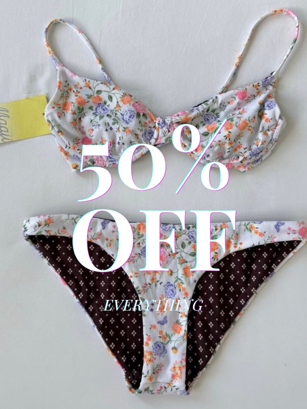 Maaji Bikini Dainty Underwire Bikini Top and Bottom Reversible Floral Size L NWT